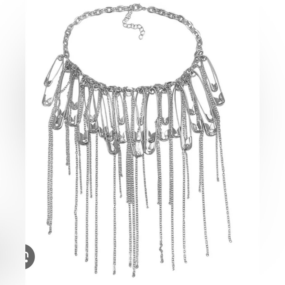 Punk Safety Pin Silver Plated Adjustable Necklace New
